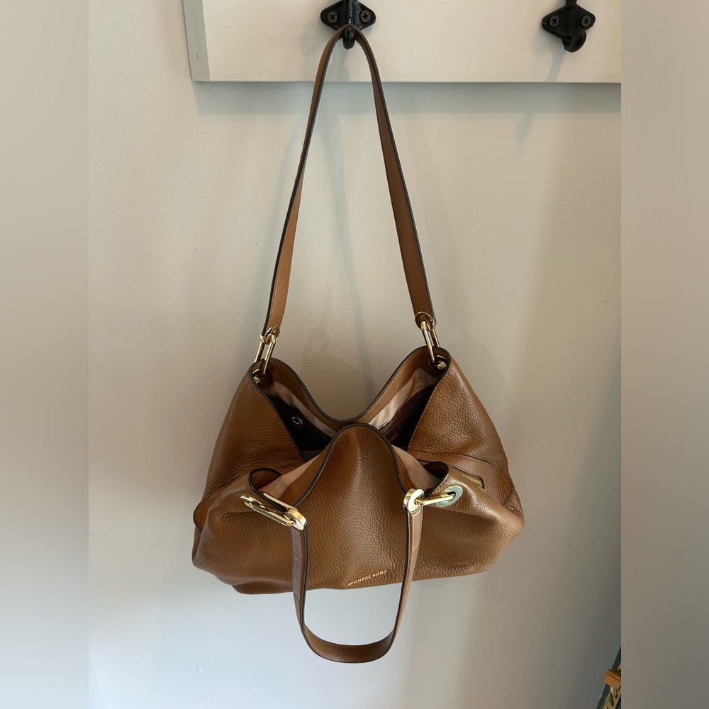 Michael Kors Raven Tote Large Shoulder Bag Acorn (brown) Pebbled Leather Gold - Picture 8 of 16